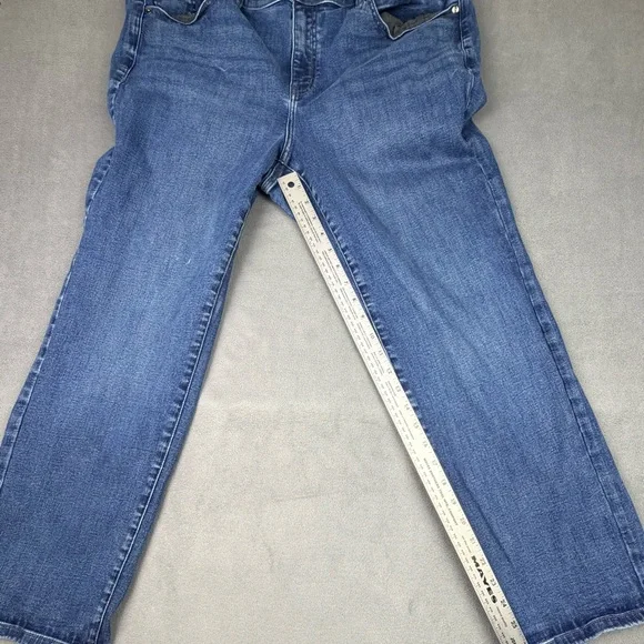 Lane Bryant Deep Blue Mid Rise Straight Denim Jeans - Picture 4 of 11